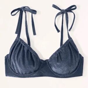 A&F Curve Love Blue Shimmer Bikini Top